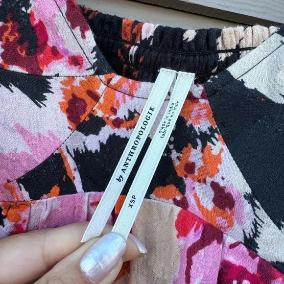 Anthropologie Blossom Textured Floral Smocked Back Maxi Dress Pockets - Picture 8 of 11